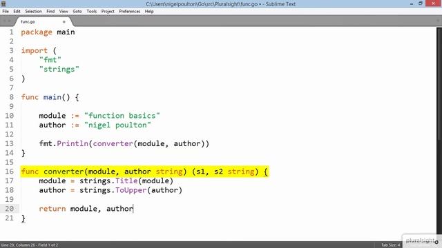 Go function basics | Pluralsight смотреть онлайн