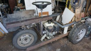 Трактор самодельный, трёхколесный. РУЛЬ. Коробка передач. Сцепление и газ.