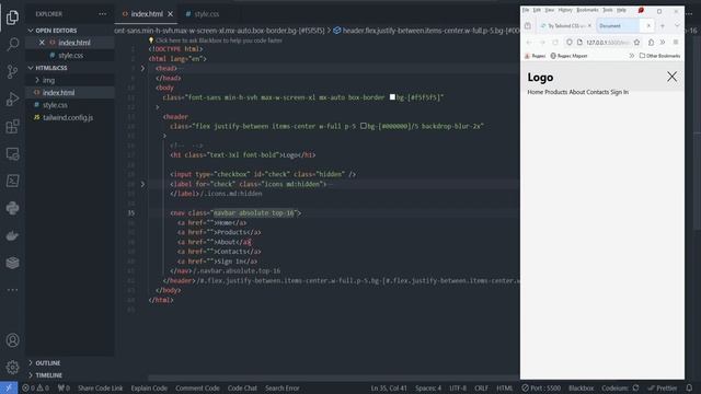 Tailwind Responsive Navbar без JS смотреть онлайн