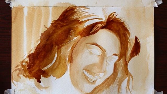Drawing MADHURI DIXIT - Coffee Painting Tutorial смотреть онлайн