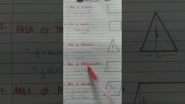 formulas area of rectangle, area of square, area of triangle, area of parallelogram, area of Rhombu смотреть онлайн
