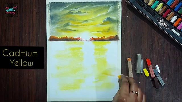 How to Draw Sparkle Sunset Easily ,Step by step for beginners | Soft Pastel Drawing. смотреть онлайн