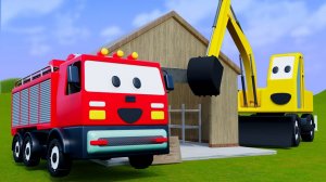 Мультики для малышей. Пожарная машина и экскаватор. Детские мультики про машинки