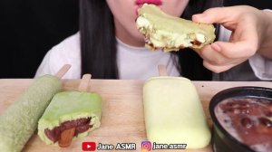 ASMR GREEN ICE CREAM *GREEN TEA ICE CREAM BAR, CHOCOLATE ICE CREAM 녹차 아이스크림 먹방 EATING SOUNDS