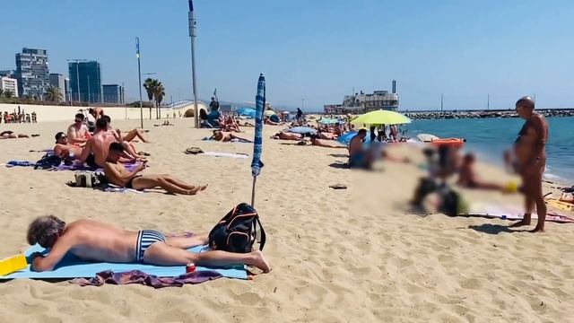 Barcelona Beach Walk At Mar Bella Beach 4K