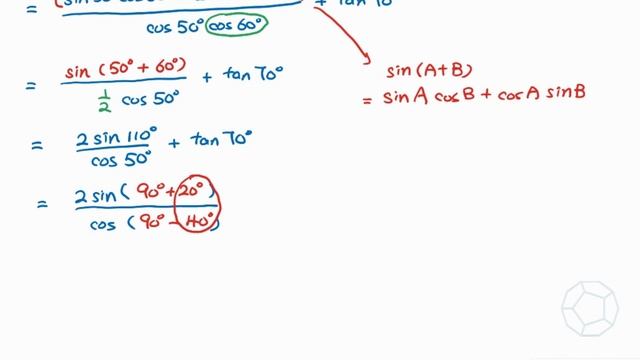 Trigonometry 1: Nice Trigonometric Equation tan 50° + tan 60° + tan 70° = tan ?? смотреть онлайн
