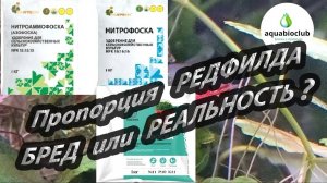 Пропорция Редфилда в аквариумистике - бред или реальность? Собственный опыт и аргументы.