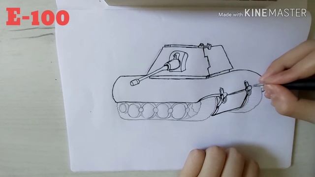 How to draw Tank E-100 . Classic tank ... смотреть онлайн