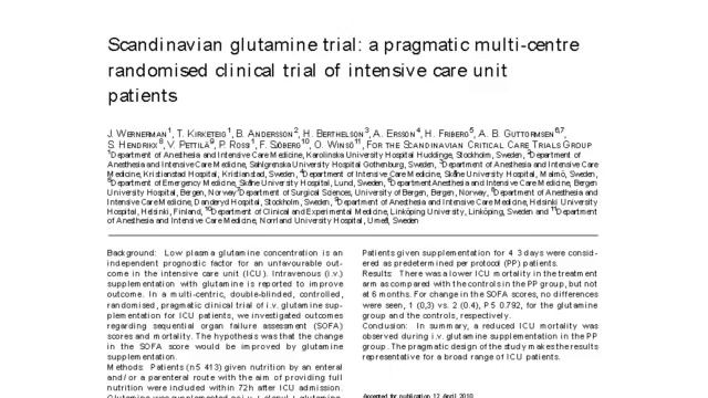 Immunonutrition glutamine what is the evidence (London 2012)