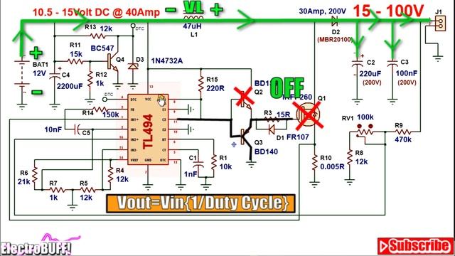 TL494 DC to DC Boost (Step Up) Converter SMPS 12V to 100Volts смотреть онлайн