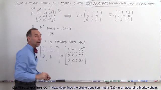 Prob & Stats - Markov Chains (25 of 38) Absorbing Markov Chain: Stable Matrix=? смотреть онлайн