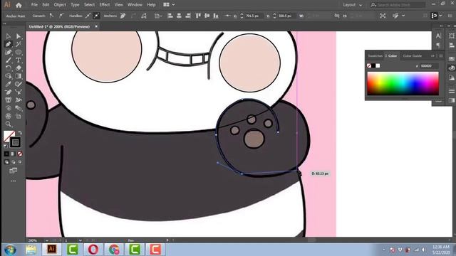 Tracing of a Panda in Adobe Illustrator CC 2019 смотреть онлайн