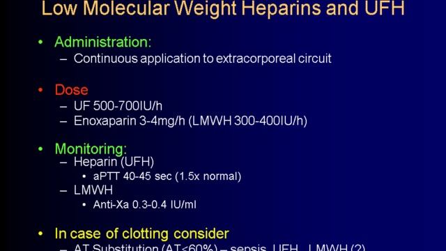 How to avoid circuit clotting-standard and alternative anticoagulation (Lion AKI  2012)