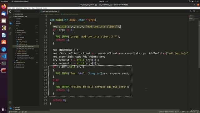 9.9. [DEMO] Writing a ROS Service (ClientService) in C++ смотреть онлайн