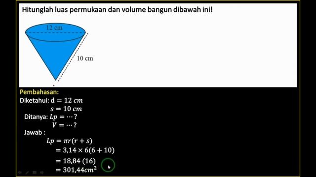 KERUCUT KELAS 9 SOAL DAN PEMBAHASAN MENCARI LUAS PERMUKAAN DAN VOLUME (PART 1) смотреть онлайн