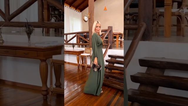 Vestido Longo Eloa MILITAR Lastex Cintura смотреть онлайн