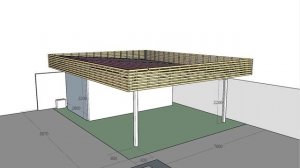 12035 Односкатный навес с хозблоком и фризом