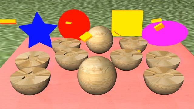 Мультфильм 3д. Деревянные игрушки. Шары. Учим фигуры с яйцами сюрпризами. Учим цвета. смотреть онлайн