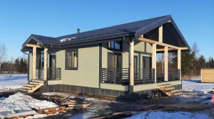 каркасный дом 8 х 12.5м с крыльцом и террасой