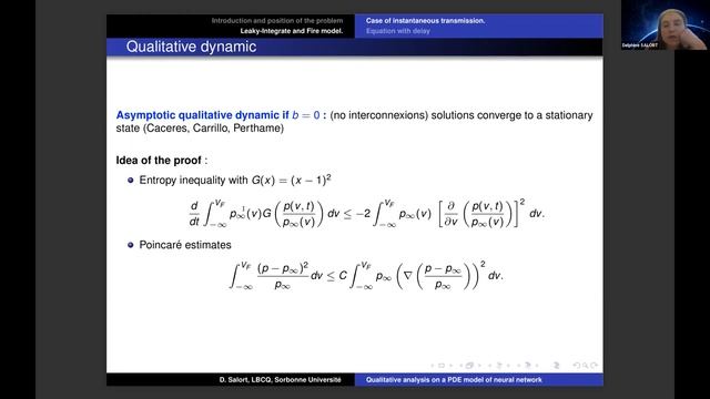 Lecture of D. Salort on Qualitative analysis on a PDE model of neural network (BDD2021) смотреть онлайн