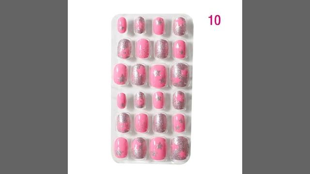 24pcs/set cartoon nail tips full cover stickers nails dot unicorn rainbow pattern fake press on for смотреть онлайн