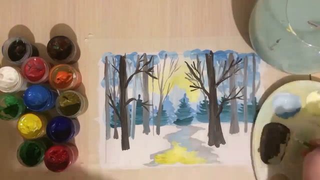 Зимний пейзаж. Урок рисования. Рисуем вместе смотреть онлайн