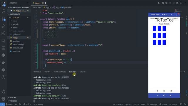 React Native Крестики-нолики для начинающих. Выводим Х О #5 смотреть онлайн