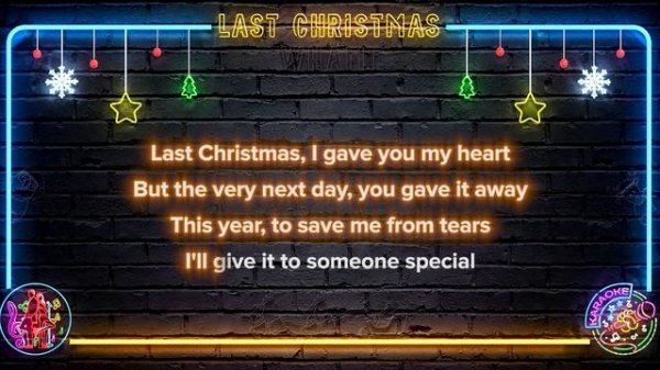 Wham! - Last Christmas (Karaoke Version) | (New Neon Design) | Merry Christmas!