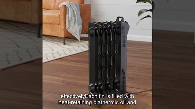 Amazon Basics Portable Radiator Heater with 7 Wavy Fins, Manual Control, Black, 1500W смотреть онлайн