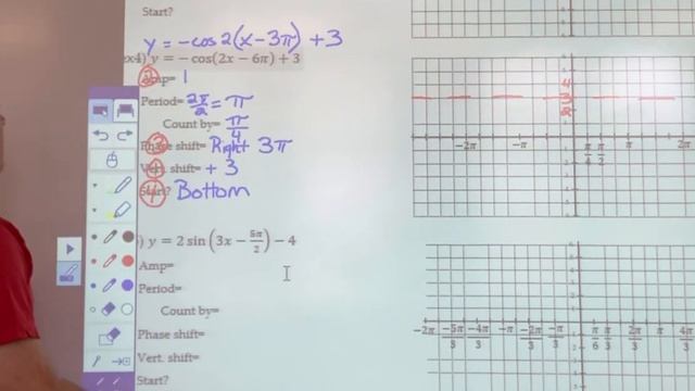 Graphing sine and cosine using amplitude, vertical shift, period and phase shift смотреть онлайн
