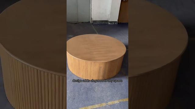High Quality Reeded Herring Bone Style Wooden Round Coffee Table Solid Wood Table Wedding Furniture