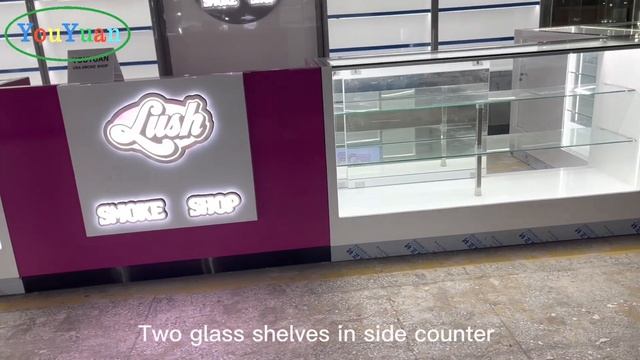 Vape store tall glass showcase CBD display cabinet of smoke store showcase glass counter cashier смотреть онлайн