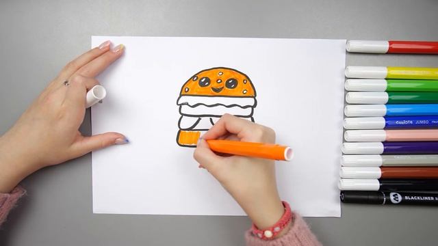 How to Draw Cute Burger for Kids смотреть онлайн
