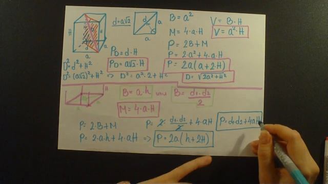 Pravilna cetvorostrana prizma. Kako izvesti formule. Osnova romb, pravougli ili jednakokraki trapez смотреть онлайн