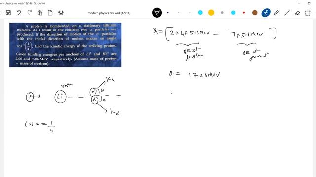 50)Nuclear Physics |proton bombards lithium,producing two α particles that scatter by 2cos⁻¹(1/4 ) смотреть онлайн
