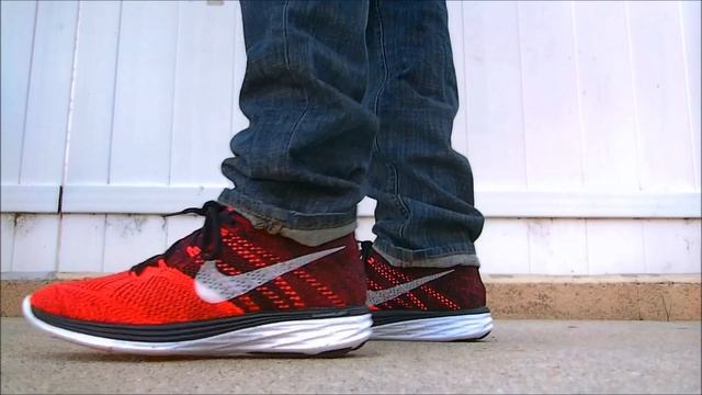 Nike Flyknit Lunar 3 (bright crimson / red) on feet смотреть онлайн