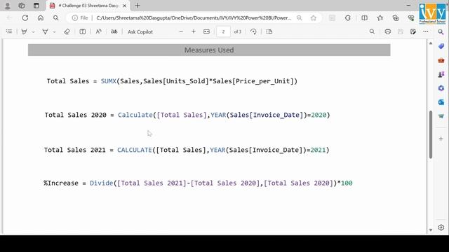 How to Calculate Year over Year Growth % using Power BI | Sales Growth Calculation | Challenge- 3 смотреть онлайн