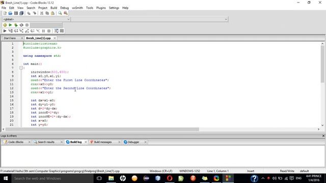 Bresenham Line Algorithm Using C++ смотреть онлайн