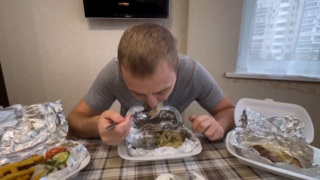 Доставка Яндекс еда обзор и дегустация. Узбекская кухня - манты, шашлык из баранины, куриные котлет смотреть онлайн
