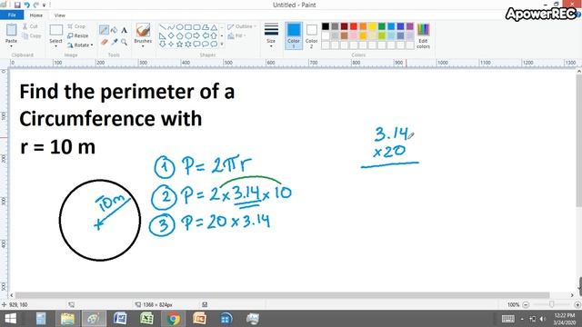 Perimeter of a circumference with r = 10 m (5th grade) смотреть онлайн