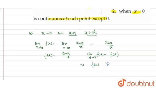 Show that the function ` f(x) ={{:( (sin x)/x","when", x ne 0),( 2", "when" x =0):}` is continuous смотреть онлайн