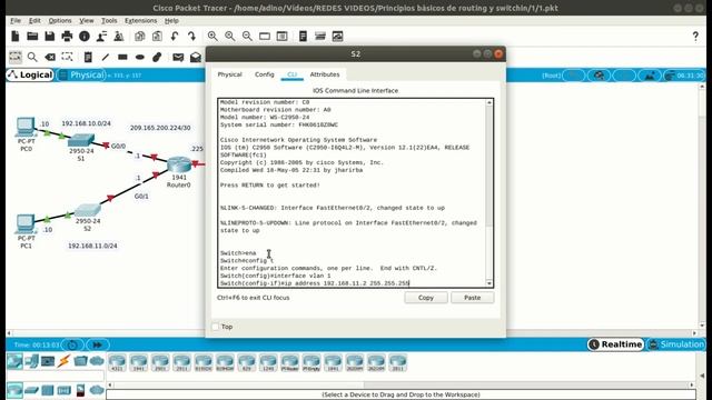 PARTE2 - CONFIGURACIÓN DE DIRECCIONES IP (SWITCH Y PC) смотреть онлайн