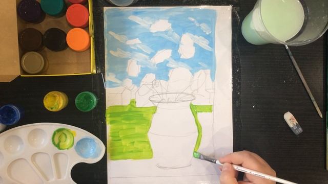 Как нарисовать маки в вазе. Урок рисования. Цветы