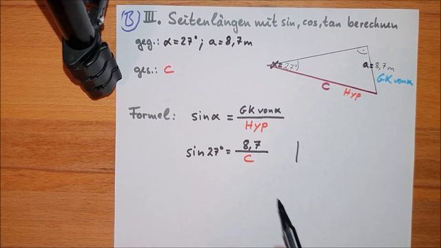 Trigonometrie 3B: Hypotenuse mit sin, cos und tan berechnen смотреть онлайн