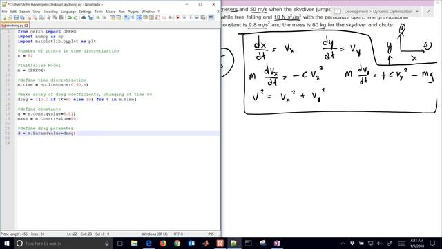 Skydiving Simulation in 2D with GEKKO Python смотреть онлайн