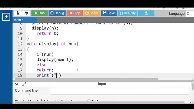 Recursive Function to print natural numbers from 1 to N | C Tutorials for Beginners смотреть онлайн
