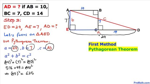 Find the Distance Between A & D if the Distance AB = 10, BC = 7, and CD = 14 | Step-by-Step Tutoria смотреть онлайн