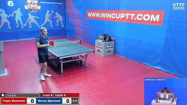 Гедзь Валентин 1-3 Батюк Дмитрий  Турнир Восток 8 WINCUP 08.09.2021 Прямой эфир. Зал 6