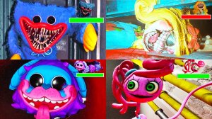 Poppy Playtime Глава 1-3 - Все ИНТЕНСИВНЫЕ ПОГОНИ с ПОЛЯМИ ЗДОРОВЬЯ