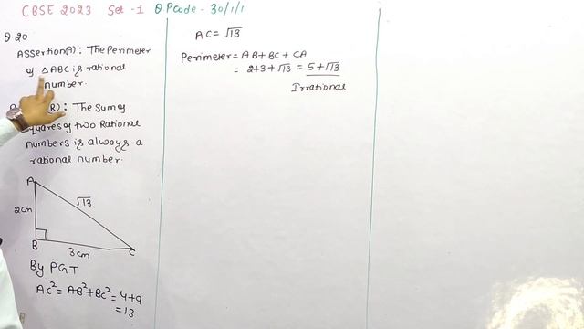 Assertion (A): the perimeter of triangle ABC is rational Reason(R): the sum of squares of two ratio смотреть онлайн